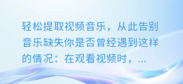 轻松提取视频音乐,从此告别音乐缺失