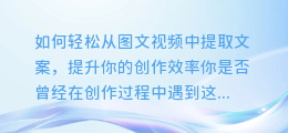 如何轻松从图文视频中提取文案,提升你的创作效率