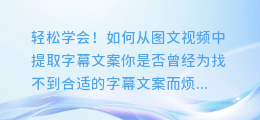轻松学会!如何从图文视频中提取字幕文案