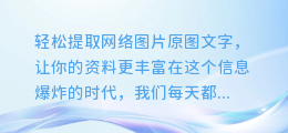 轻松提取网络图片原图文字，让你的资料更丰富