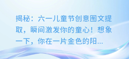 揭秘:六一儿童节创意图文提取,瞬间激发你的童心!