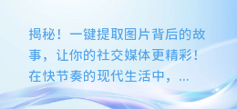 揭秘!一键提取图片背后的故事,让你的社交媒体更精彩!