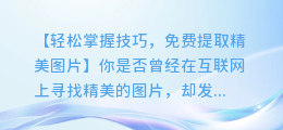 轻松掌握技巧,免费提取精美图片