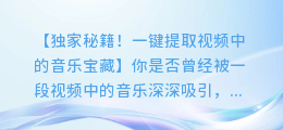 独家秘籍!一键提取视频中的音乐宝藏