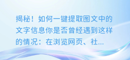 揭秘!如何一键提取图文中的文字信息