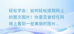 轻松学会: 如何轻松提取网上的图文图片!
