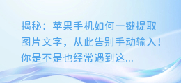 苹果手机轻松提取图片文字的方法
