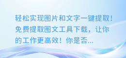 轻松实现图片和文字一键提取!免费提取图文工具下载,让你的工作更高效!