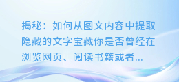 揭秘:如何从图文内容中提取隐藏的文字宝藏