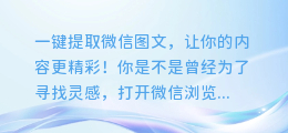 一键提取微信图文，让你的内容更精彩！
