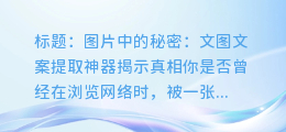 图片中的秘密：文图文案提取神器揭示真相