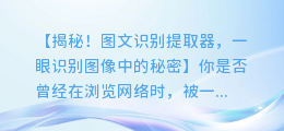 一眼识别图像中的秘密：图文识别提取器揭秘真相