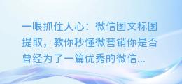 一眼抓住人心:微信图文标图提取,教你秒懂微营销