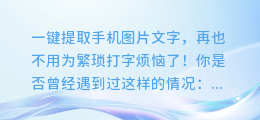 一键提取手机图片文字,再也不用为繁琐打字烦恼了!