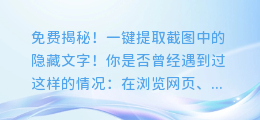 免费揭秘!一键提取截图中的隐藏文字!