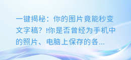 一键揭秘:你的图片竟能秒变文字稿?!