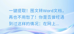 一键提取！图文转Word文档，再也不用愁了！