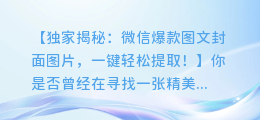 微信爆款图文封面图片,一键轻松提取!