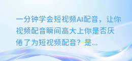 一分钟学会短视频AI配音,让你视频配音瞬间高大上