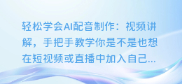 轻松学会AI配音制作：视频讲解，手把手教学