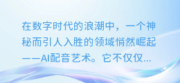 揭秘AI配音艺术:如何打造震撼心灵的声音盛宴!